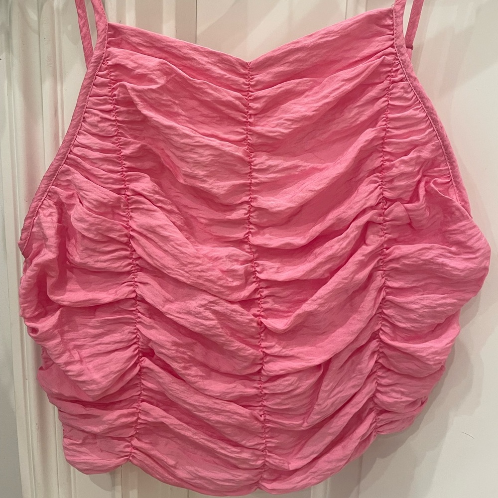 Zara ruched pink crop top